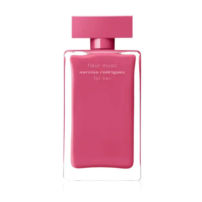 Fleur Musc Narciso Rodriguez for Her Eau de Perfume spray 100ml in a sleek bottle, displayed on a neutral background.