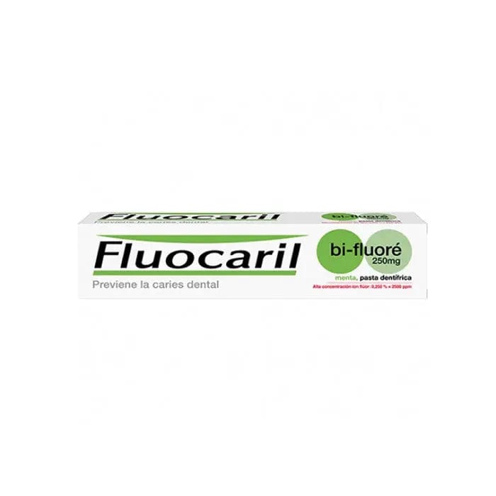 Jag Couture London New York Fluocaril Bi-Fluoré 250mg Toothpaste 125ml tube on a clean surface.