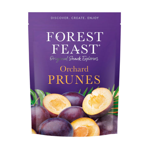 Jag Couture London Orchard Prunes in pouch from Forest Feast, showing fresh, ripe prunes in a resealable pouch.