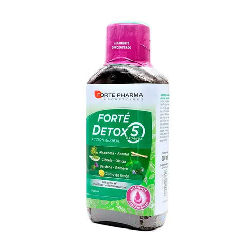 Forté Pharma Detox 5 Organs supplement bottle by Jag Couture London – New York, 500ml, natural health detox product.