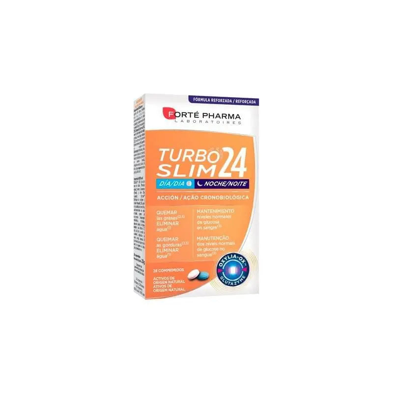 Forté Pharma Turboslim Cronoactive Forte dietary supplement capsules by Jag Couture London - New York, featuring 28 capsules.