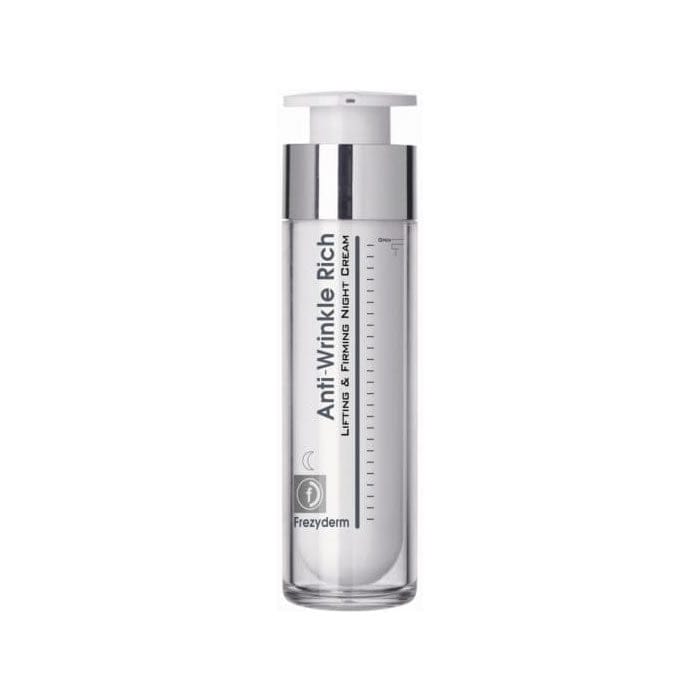 Frezyderm Anti-Wrinkle Rich Night Cream by Jag Couture London—50ml jar with creamy, nourishing skincare for lifting and firming.