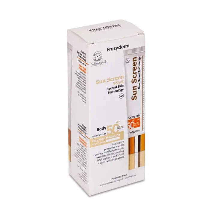 Frezyderm Eclisun SPF50+ sunscreen in 200ml bottle, shown by Jag Couture London - New York.