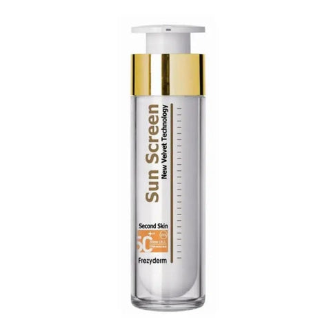 Frezyderm Velvet Face Water-Resistant Sunscreen SPF 50+ in 50ml bottle, ideal for face protection from sun exposure.