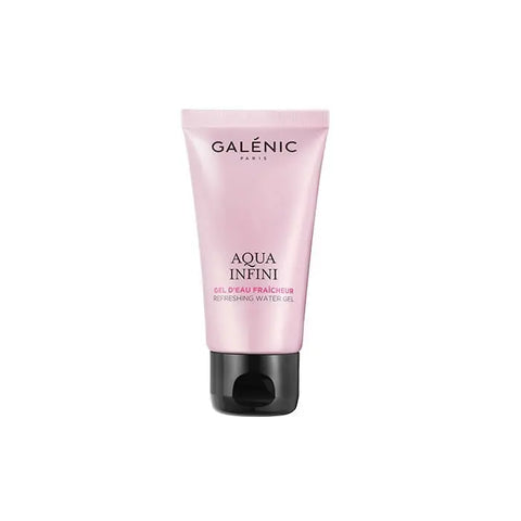 Galenic Aqua Infini Refreshing Water Gel in 50ml jar showing its lightweight, hydrating gel texture and sleek packaging.