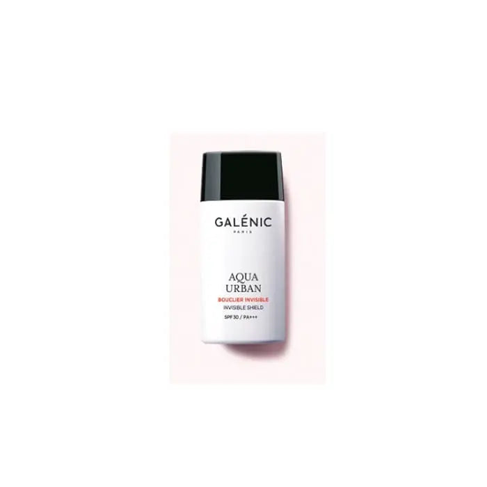Galenic Aqua Urban Invisible Shield SPF30+ 40ml bottle with sleek packaging, protecting skin from environmental stress.