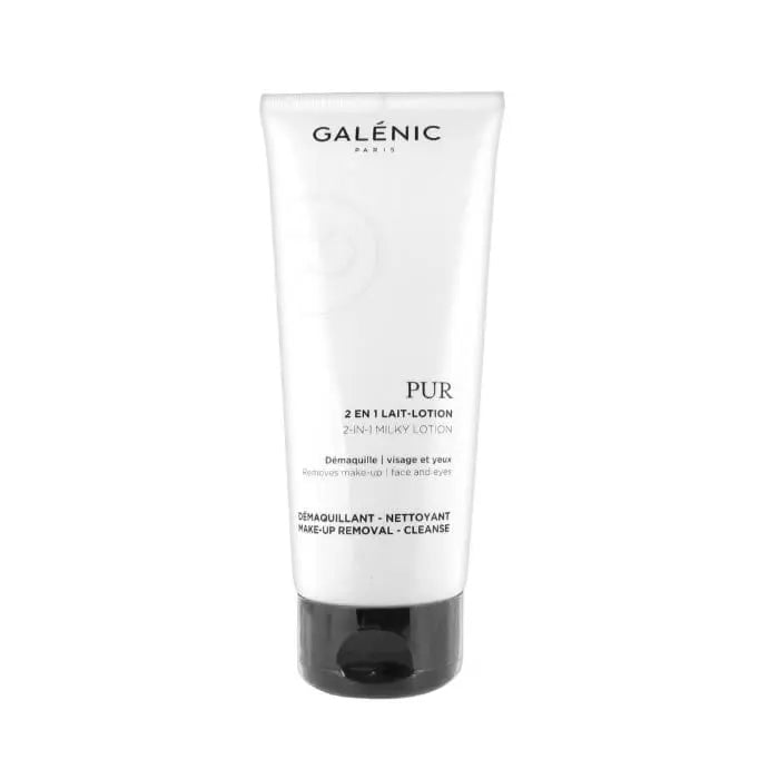 Galenic Pur 2-in-1 Makeup Remover in a 200ml bottle, designed for gentle cleansing of face and eyes.