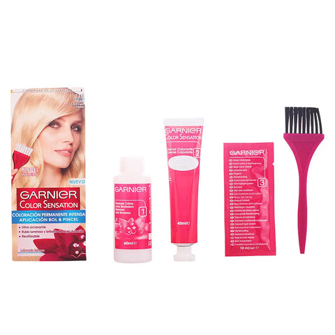 Jag Couture London - New York Garnier Color Sensation 110 Extra Light Blonde hair dye in a box with light blonde packaging