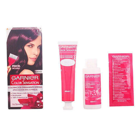 Garnier Color Sensation 3.16 Intense Violin hair dye box with vibrant dark violet shade, displayed with brand label from Jag Couture London-New York