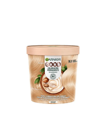Garnier Good Permanent Hair Color 9.1 Vainilla Blonde from Jag Couture London - New York, image showing the hair dye tube.