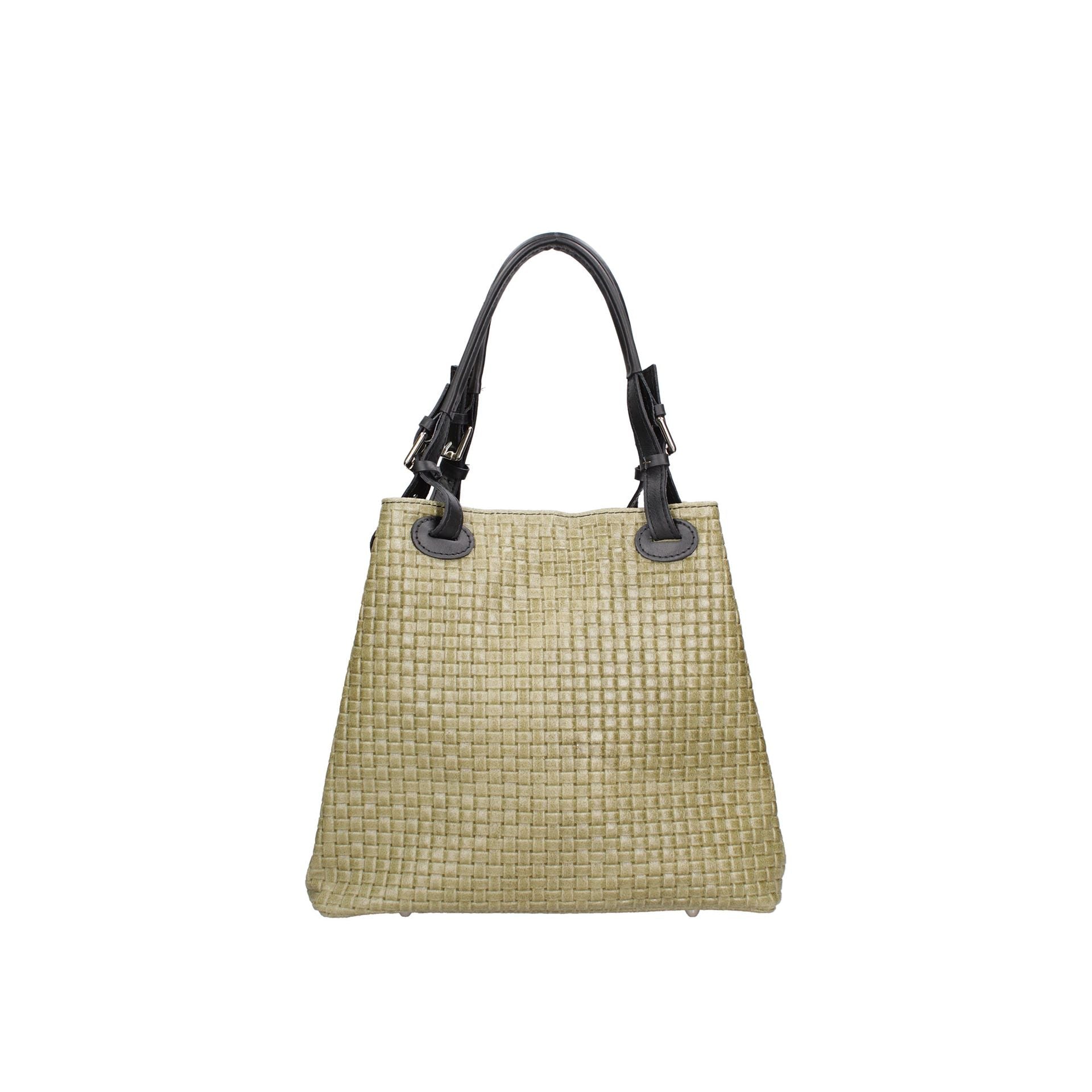 Jag Couture London Gave Lux GLX228004723FBG-025 Verde Mil handbag with green leather and gold accents, front view.