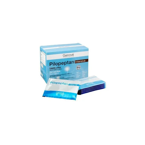 Genove Pilopeptan Intensive Hair and Nails supplement sachets by Jag Couture London, showing 15 sachets in the package.