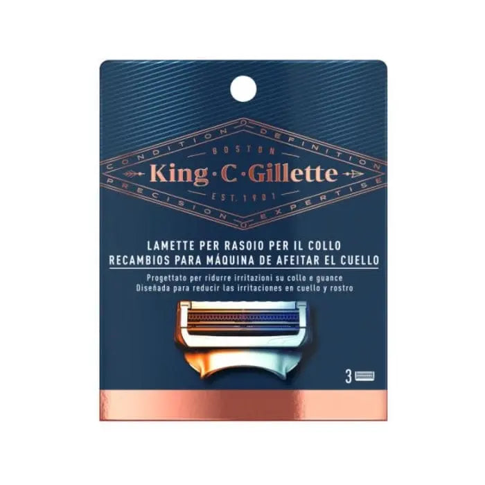 Gillette King Neck Razor Blades by Jag Couture London, set of 3 replacement blades for precise neck grooming.