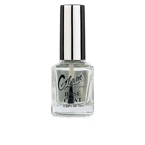 Glam Of Sweden base coat 15ml by Jag Couture London - New York, clear nail polish bottle with black cap and label.