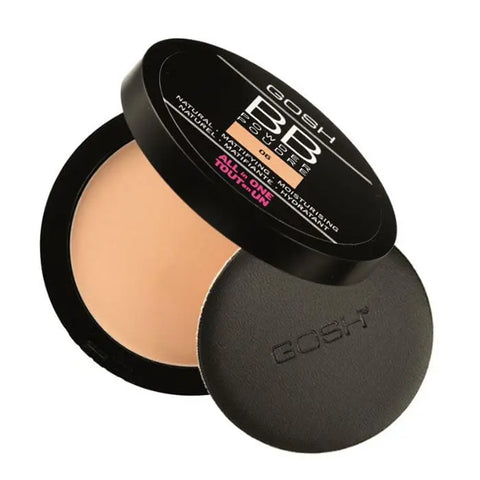 Jag Couture London Gosh BB Powder All In One 06 Warm Beige in 6.5g compact, showing the closed product with brand logo visible.