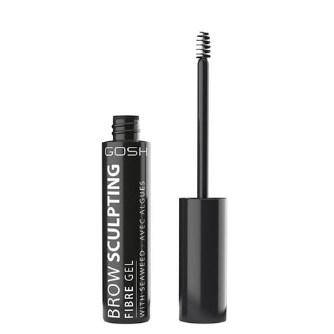 Gosh Brow Sculpting Fibre Gel in shade 001 Nutmeg, 8ml, by Jag Couture London - New York, showing the gel tube and applicator.