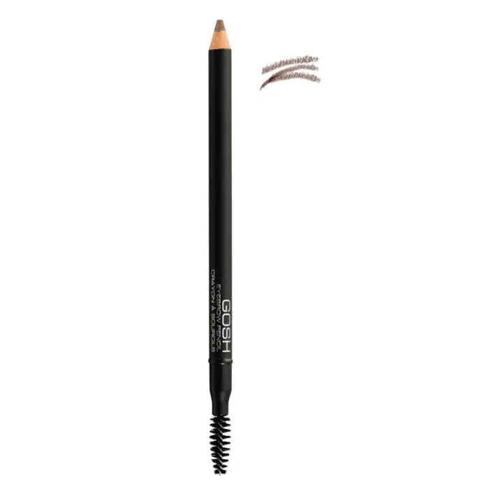 Jag Couture London Gosh Eyebrow Pencil 01 Brown, close-up of the pencil with brown shade and brand logo.