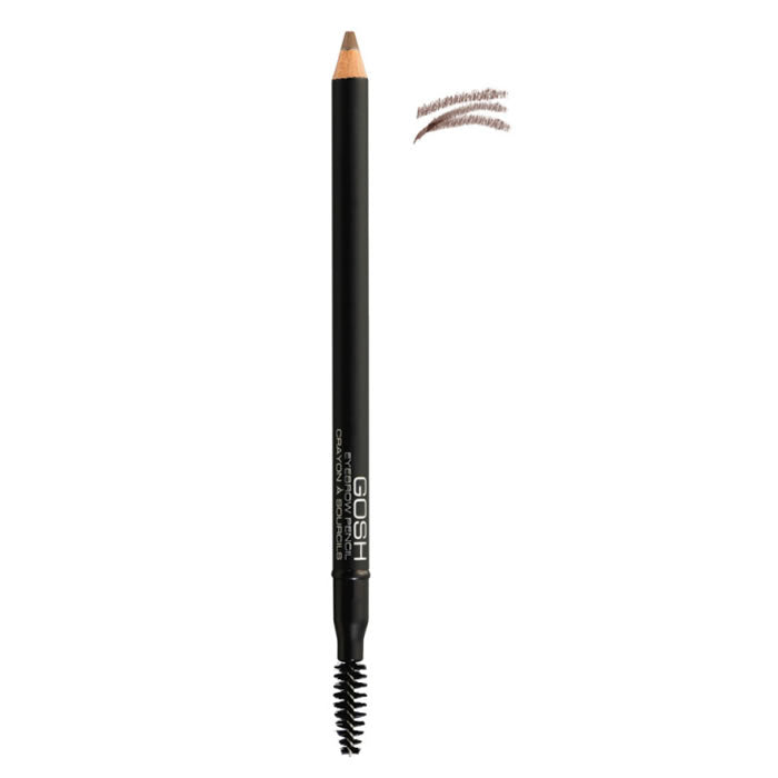 Jag Couture London Gosh Eyebrow Pencil 01 Brown, close-up of the eyebrow pencil with brown shade and sleek packaging.