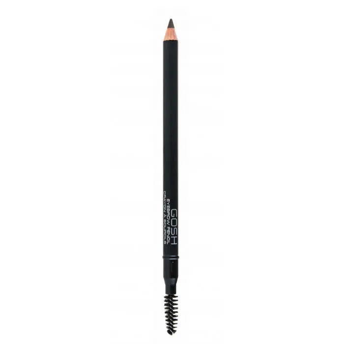 Jag Couture London Gosh Eyebrow Pencil in 05 Dark Brown, showing the pencil with a spoolie brush and dark brown pigment.