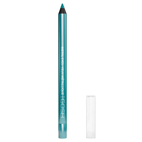 Jag Couture London waterproof Gosh Metal Eyes Eyeliner in turquoise, showcasing its vibrant color and sleek pencil design.