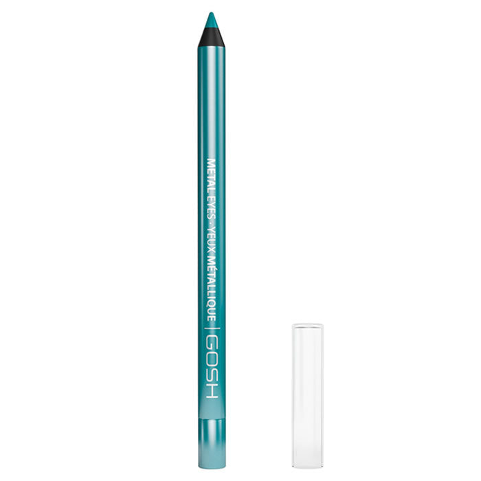 Jag Couture London waterproof Gosh Metal Eyes eyeliner in shade 005 Turquoise, showing the vibrant turquoise eyeliner pencil.