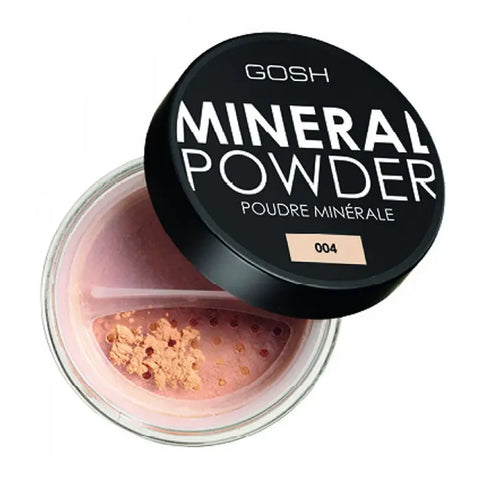 Jag Couture London Mineral Powder 004 Natural in 8g jar, close-up of the compact with natural shade and brand logo.