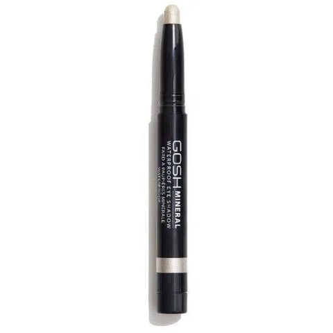 Jag Couture London waterproof Gosh Mineral Eye Shadow in Pearly White, showcasing the shimmering, light-colored eyeshadow in a close-up image.