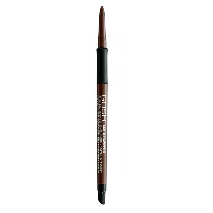 Jag Couture London Gosh The Ultimate Eyeliner With A Twist 03 Brownie, brown eyeliner pencil with twist-up design and precise tip.