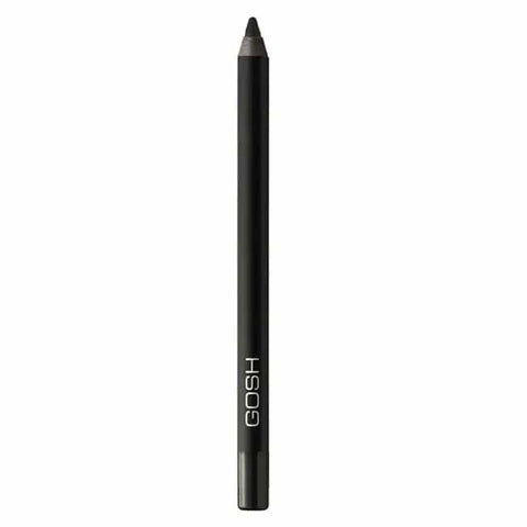Jag Couture London Gosh Velvet Touch Waterproof Black Eyeliner, close-up of sleek black eyeliner pencil with sharpened tip.