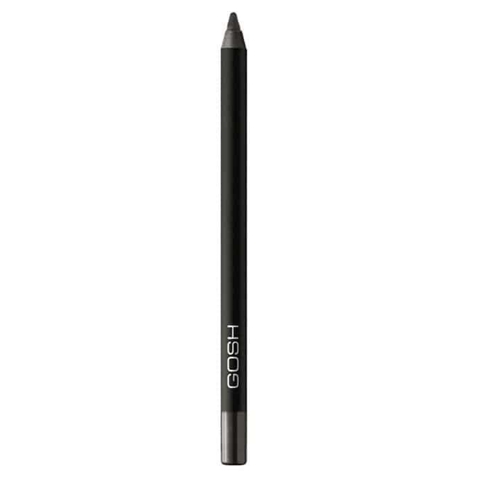 Jag Couture London New York Gosh Velvet Touch Waterproof Eyeliner in Hypnotic Grey, close-up of the pencil tip and sleek packaging