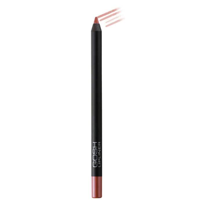 Jag Couture London Gosh Velvet Touch Lipliner Waterproof in shade 001 Nougat Crisp, featuring a close-up of the lipliner pencil.