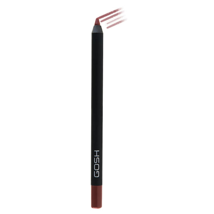 Jag Couture London waterproof Gosh Velvet Touch Lipliner in shade 012 Raisin, shown in a close-up image highlighting its creamy texture.