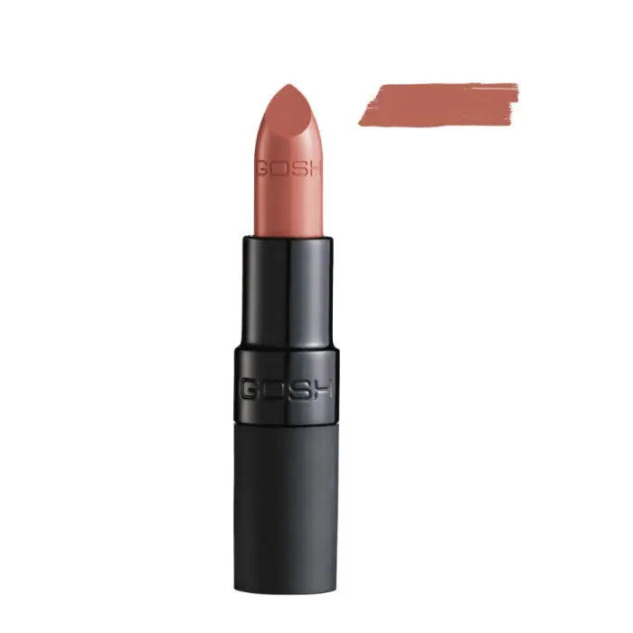 Gosh Velvet Touch Lipstick 003 Matt Antique by Jag Couture London - New York, showing the deep matte antique lipstick in a close-up view.