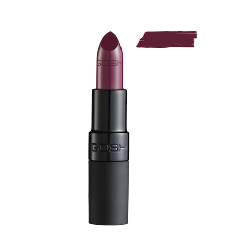 Jag Couture London Velvet Touch Lipstick 008 Matt Plum, deep purple-mauve lipstick in sleek tube.