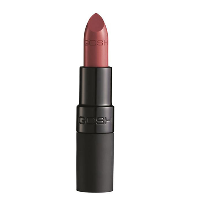 Jag Couture London Velvet Touch Lipstick 014 Matt Cranberry, showcasing rich cranberry shade in a sleek lipstick tube.