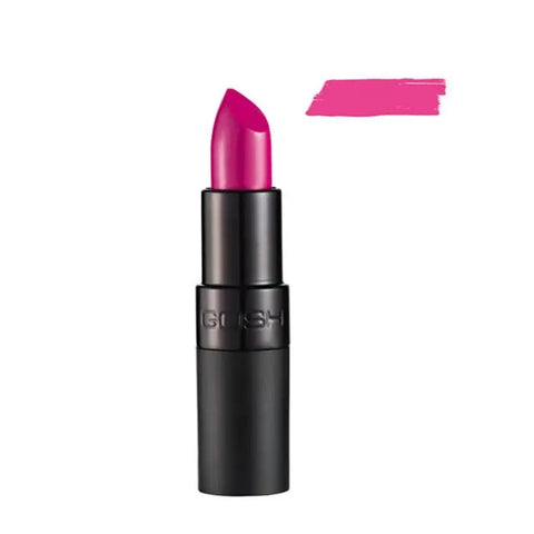 Jag Couture London Velvet Touch Lipstick in shade 043 Tropical Pink, showing the sleek lipstick tube with vibrant pink color.