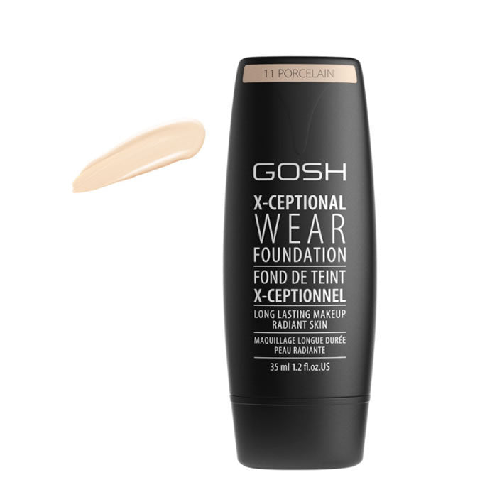 Jag Couture London Gosh X-Ceptional Wear Foundation in Porcelain, long-lasting makeup in a 35ml bottle.