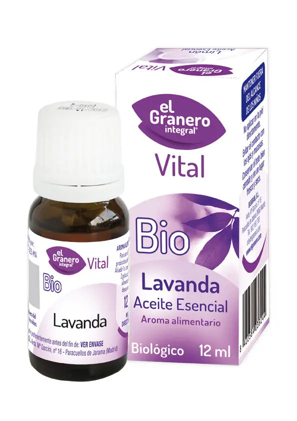 Lavender essential oil in a 12ml bottle from Granero, by Jag Couture London New York, with a clear glass bottle and lavender label.