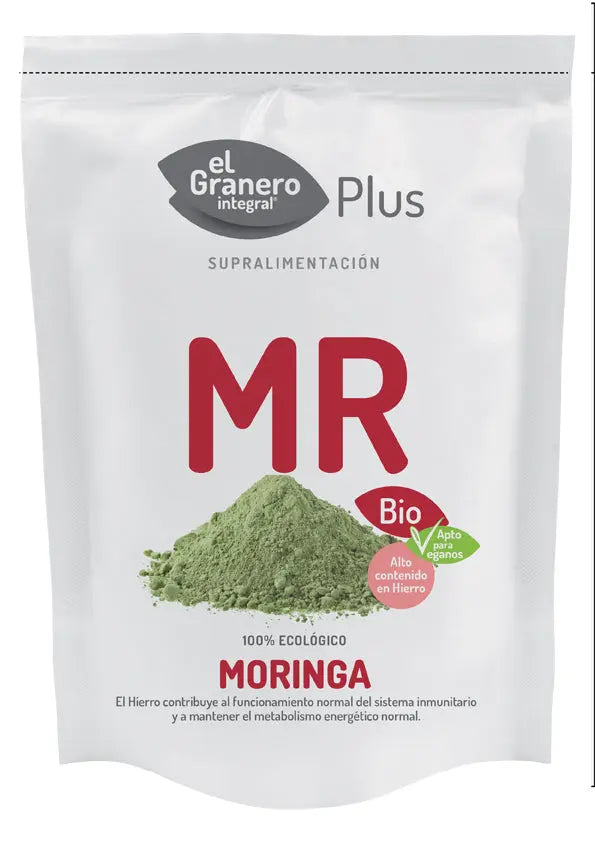 Organic Moringa powder from Granero by Jag Couture London New York, shown in a 150g package.