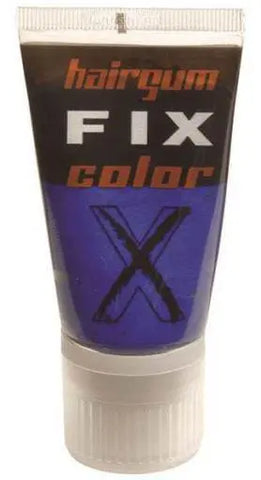 Blue Hairgum Fix Color Gel colorant in a jar, vibrant hair dye from Jag Couture London New York, with a smooth gel texture.