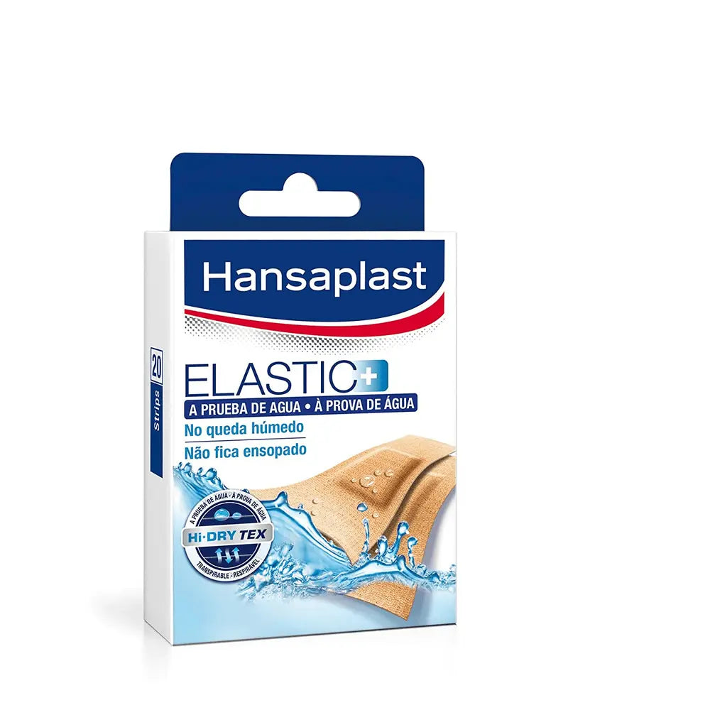 Hansaplast Elastic Water-Resistant First Aid Sticks by Jag Couture London - New York, showing 20 adhesive sticks in a package.
