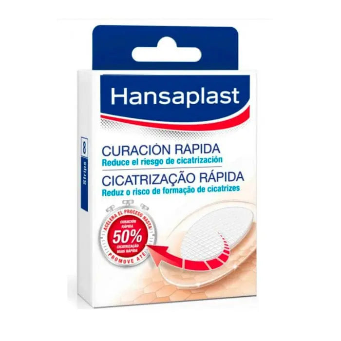Hansaplast Rapid Healing Dressings by Jag Couture London, New York, displayed on a white background, 8-pack for wound care.