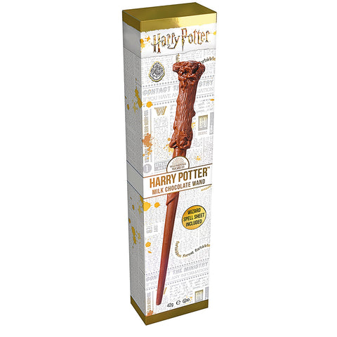 Milk chocolate Harry Potter wand candies by Jag Couture London-New York displayed in a retail counter display.