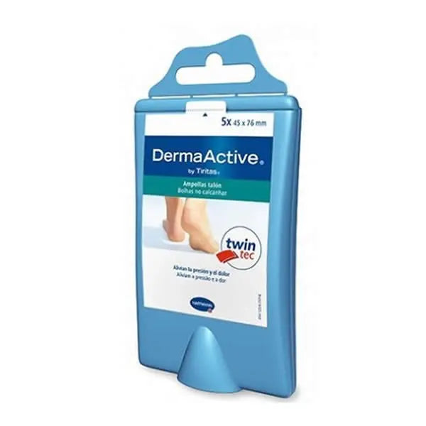Hartmann DermaActive Hydro Talon ampoules in 45x76mm packaging, 5 units, used for skin hydration and healing.