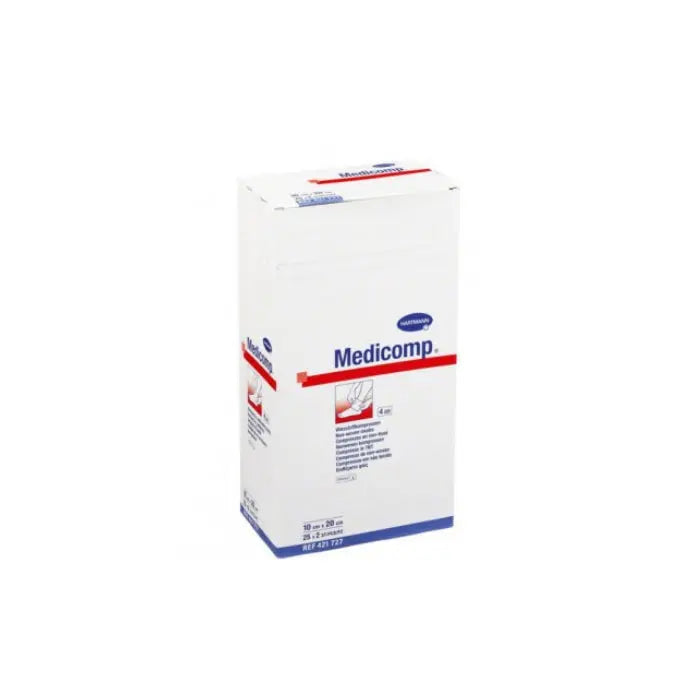 Hartmann Medicomp Soft Gauze 10x20cm, 25x2 units, sterile medical gauze for wound dressing, from Jag Couture London New York.