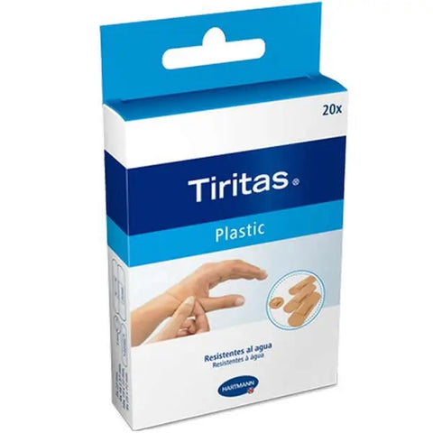 Box of Hartmann plastic Tiritas waterproof bandages in a variety pack, 20 units, from Jag Couture London - New York.