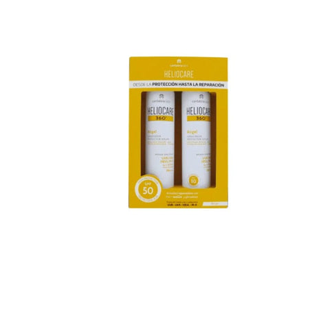 Heliocare 360 Airgel SPF50 duo pack with 2x200ml bottles, lightweight sun protection gel by Jag Couture London New York.