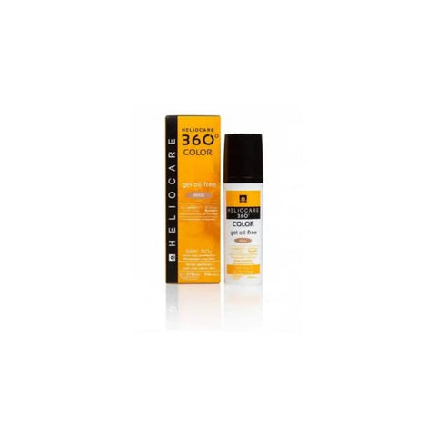 Jag Couture London Heliocare 360º Color Gel Oil-Free SPF50 Beige 50ml, showing the beige tinted gel in a sleek tube.