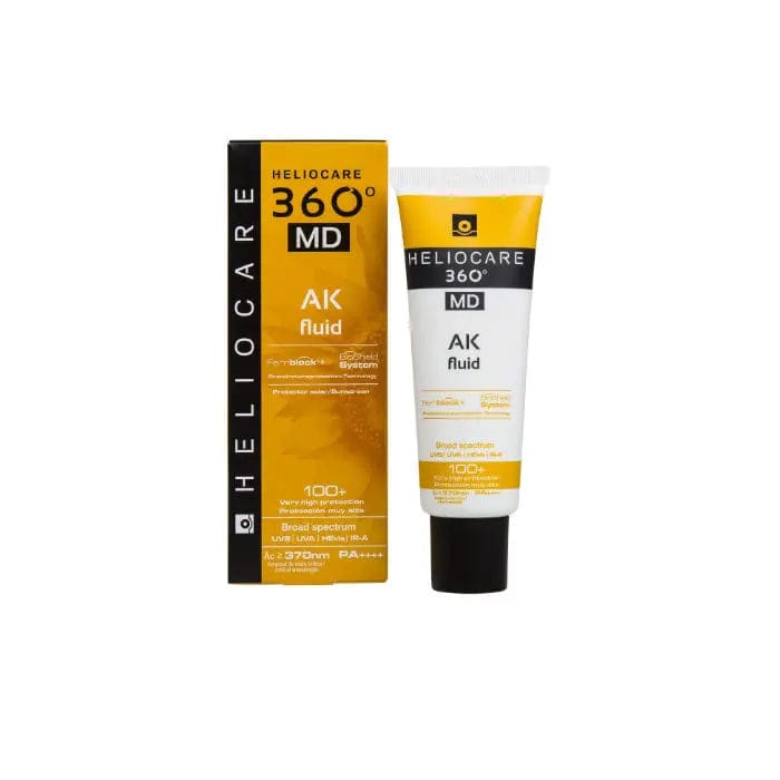 Jag Couture London New York Heliocare 360º MD AK Fluid 50ml bottle with pump for sun protection and skincare.