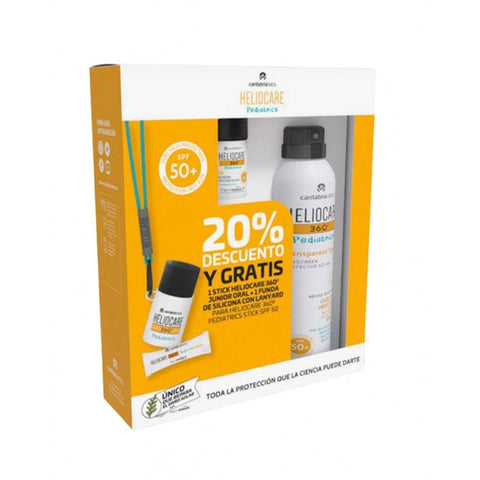 Set of four Heliocare 360º SPF50 spray bottles in 200ml size, ideal for sun protection from Jag Couture London New York.